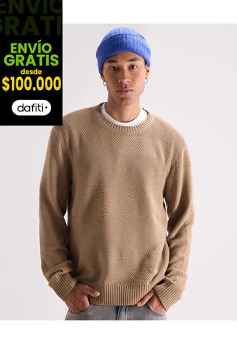 Saco  Para Hombre Cuello Redondo Color Taupe Marca Seven Seven #45330273 Seven Seven