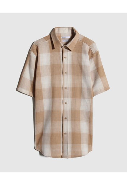 Camisa Para Hombre Manga Corta  Color Cafe Claro Marca Seven Seven #45012059