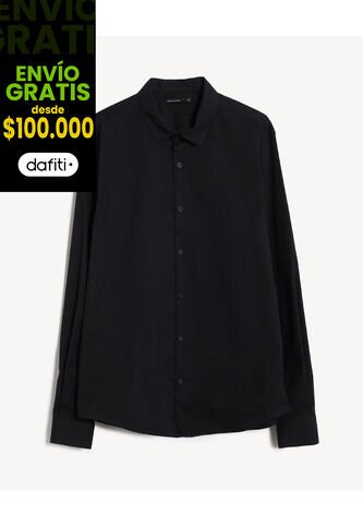 Camisa Stretch Cuello Gales  Para Hombre Negro Seven Seven Seven Seven