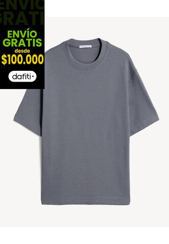 Camiseta Oversize Texturizada  Para Hombre Gris Seven Seven Seven Seven