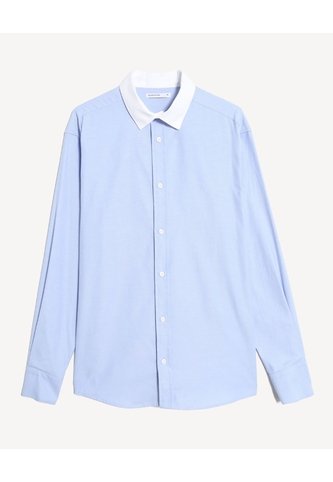Camisa Relaxed Con Cuello Gales  Para Hombre Celeste Seven Seven Seven Seven