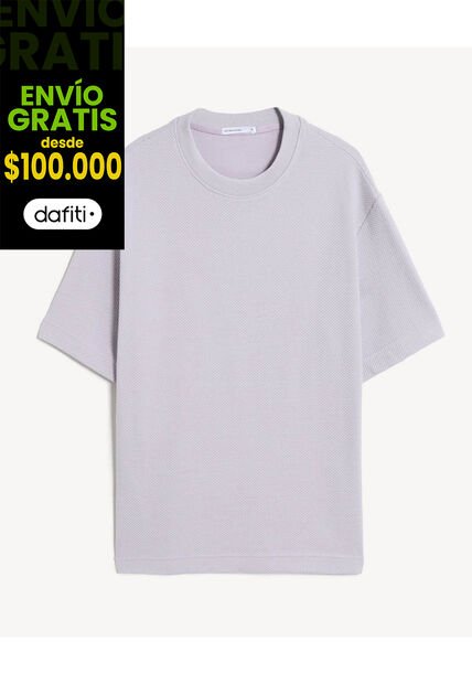 Camiseta Oversize Texturizada  Para Hombre Lila Seven Seven