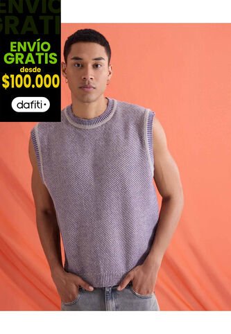 Chaleco En Tricot  Para Hombre Lila Seven Seven Seven Seven
