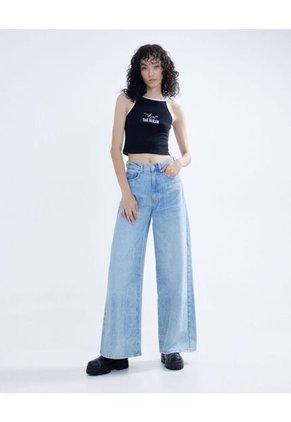 Crop Top Para Mujer Manga Sisa Color Negro Marca Seven Seven #28095751