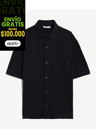 Sobrecamisa Texturizada  Para Hombre Negro Seven Seven Seven Seven