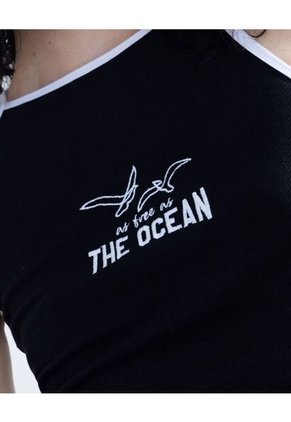 Crop Top Para Mujer Manga Sisa Color Negro Marca Seven Seven #28095751