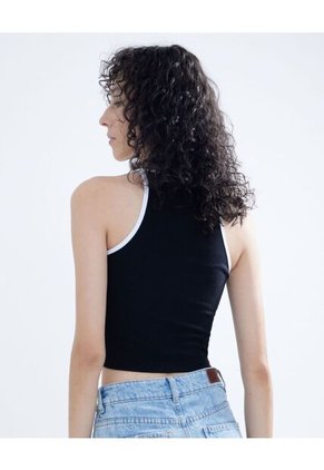 Crop Top Para Mujer Manga Sisa Color Negro Marca Seven Seven #28095751