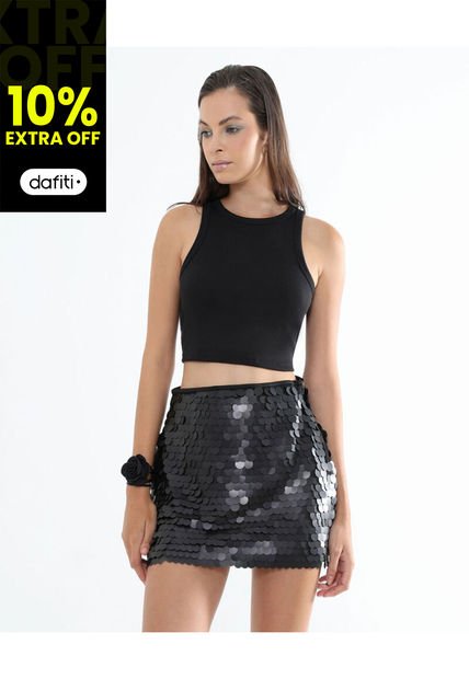 Camiseta Para Mujer Manga Sisa Color Negro Marca Seven Seven #28094738
