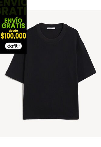 Camiseta Oversize Texturizada  Para Hombre Negro Seven Seven Seven Seven