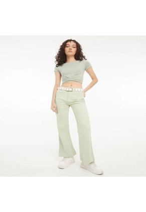 Jean Para Mujer Boot Cut Color Verde Claro Marca Seven Seven #28160773