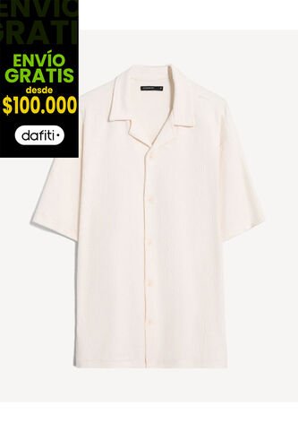 Camisa Resort Texturizada  Para Hombre Marfil Seven Seven Seven Seven