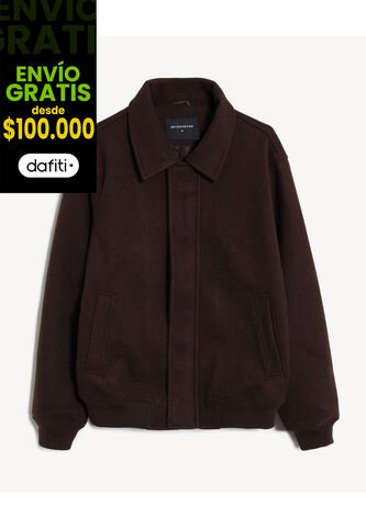 Chaqueta Bomber En Paño  Para Hombre Café Seven Seven Seven Seven