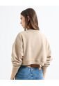 Buzo Crop Bordado Seattle  Para Mujer Beige Seven Seven de Seven Seven