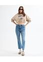 Buzo Crop Bordado Seattle  Para Mujer Beige Seven Seven de Seven Seven