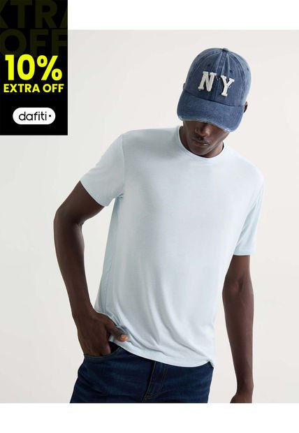 Camiseta Para Hombre Manga Corta Cuello Redondo Color Celeste Marca Seven Seven #45092674