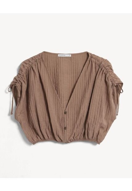 Blusa Crop Fruncida  Para Mujer Arena Seven Seven