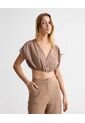 Blusa Crop Fruncida  Para Mujer Arena Seven Seven de Seven Seven