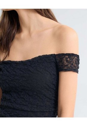 Blusa Off Shoulder En Encaje  Para Mujer Negro Seven Seven
