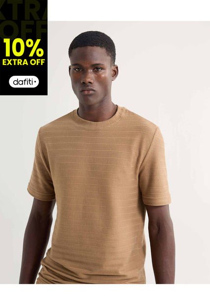 Camiseta Para Hombre Manga Corta Cuello Redondo Color Camel Marca Seven Seven #45092680