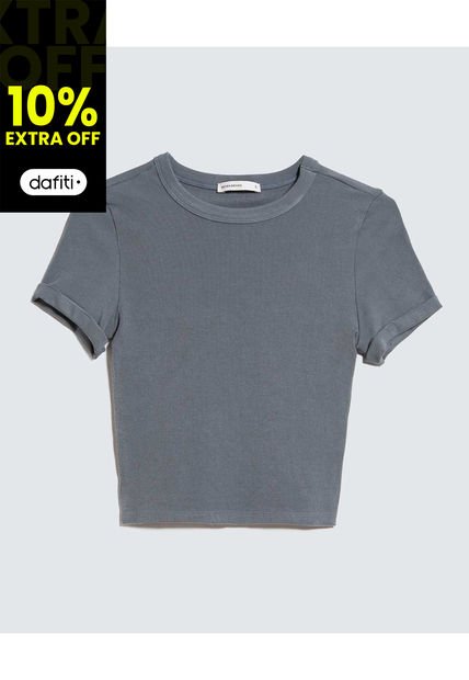 Camiseta Para Mujer Manga Corta Cuello Redondo Color Gris Marca Seven Seven #28096329