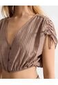 Blusa Crop Fruncida  Para Mujer Arena Seven Seven de Seven Seven