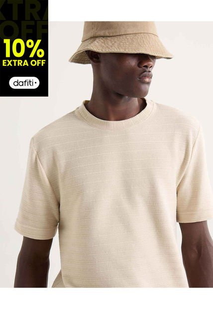Camiseta Para Hombre Manga Corta Cuello Redondo Color Arena Marca Seven Seven #45092678