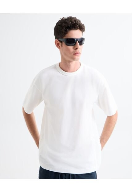 Camiseta Para Hombre Manga Corta Cuello Redondo Color Marfil Marca Seven Seven #45092683