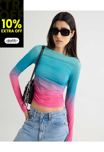 Camiseta Para Mujer Manga Larga Moda Color Azul Marca Seven Seven #28096284