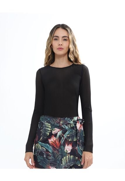 Camiseta Para Mujer Manga Larga Color Negro Marca Seven Seven #28095982