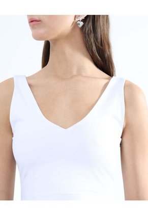 Camiseta Tipo Crop Hombro Angosto  Para Mujer Blanco Seven Seven
