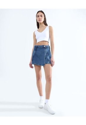 Camiseta Tipo Crop Hombro Angosto  Para Mujer Blanco Seven Seven