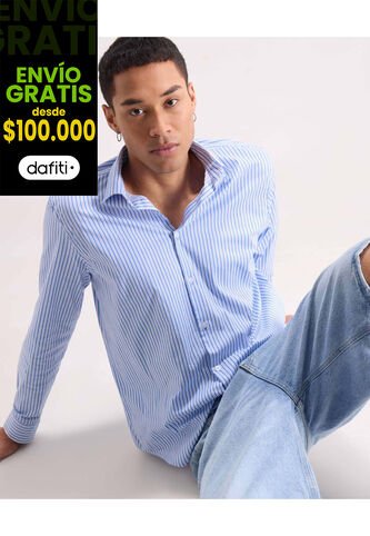 Camisa Stretch Cuello Gales  Para Hombre Azul Seven Seven Seven Seven