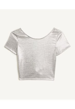 Camiseta Para Mujer Manga Corta Color Plata Marca Seven Seven #28095203