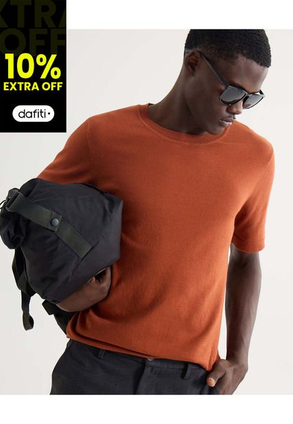 Camiseta Para Hombre Manga Corta Cuello Redondo Color Naranja Marca Seven Seven #45092702