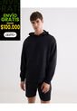 Hoodie Deportivo  Para Hombre Negro Seven Seven de Seven Seven