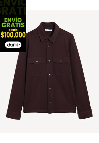 Sobrecamisa Texturizada  Para Hombre Café Seven Seven Seven Seven