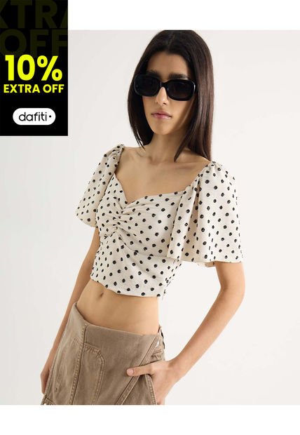 Blusa Para Mujer Manga Corta Color Beige Marca Seven Seven #28124025