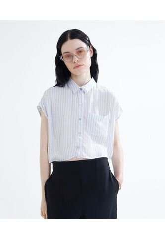 Blusa Para Mujer Manga Corta Color Celeste Marca Seven Seven #28123841 Seven Seven