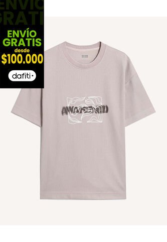 Camiseta Relaxed Estampada  Para Hombre Taupe Seven Seven Seven Seven
