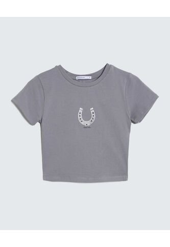 Camiseta Para Mujer Manga Corta Color Gris  Marca Seven Seven #28096098 Seven Seven