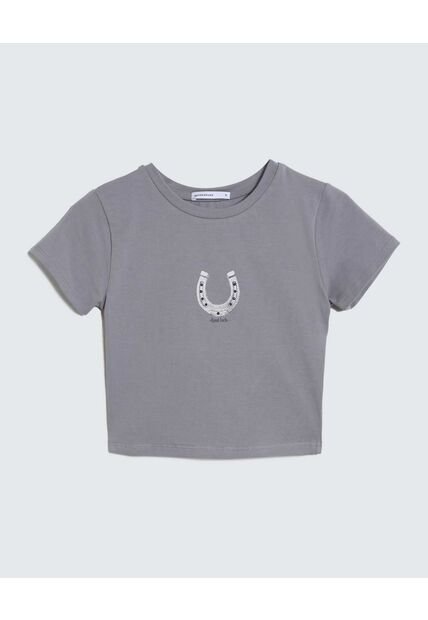 Camiseta Para Mujer Manga Corta Color Gris  Marca Seven Seven #28096098