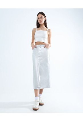 Falda Para Mujer Largo Color Plata Marca Seven Seven #28140875