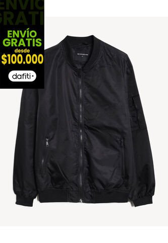 Chaqueta Bomber Con Cremallera  Para Hombre Negro Seven Seven Seven Seven