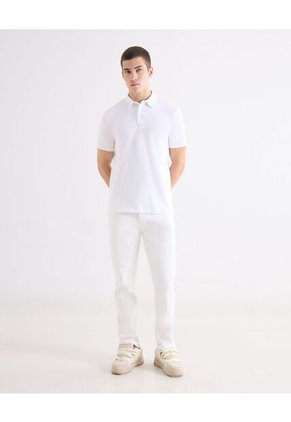 Polo Regular Tipo Jersey Para Hombre Blanco Seven Seven