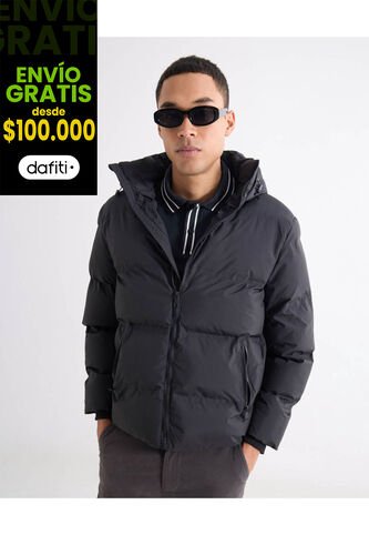 Chaqueta Puffer Con Capota  Para Hombre Negro Seven Seven Seven Seven