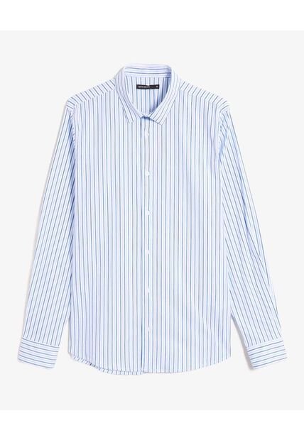 Camisa Para Hombre Manga Larga Sin Bolsillo Cuello Casual M Color Azul Marca Seven Seven #45012148