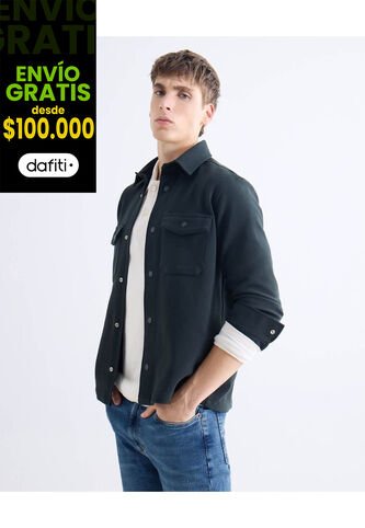 Sobrecamisa Con Bolsillos Frontales  Para Hombre Verde Seven Seven Seven Seven