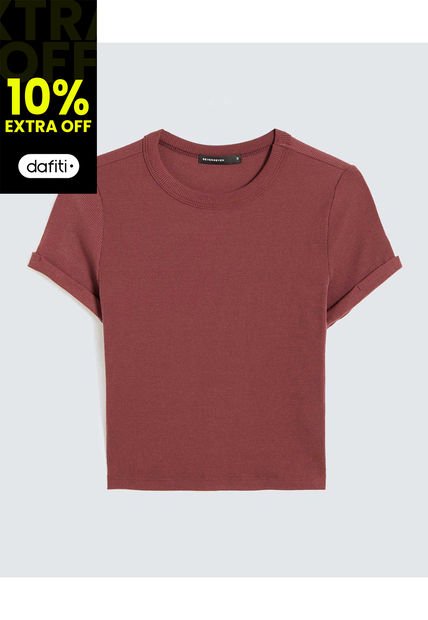 Camiseta Para Mujer Manga Corta Cuello Redondo Color Vino Marca Seven Seven #28096181