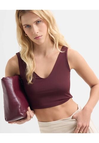 Camiseta Para Mujer Manga Sisa Color Vino Marca Seven Seven #28096047 Seven Seven