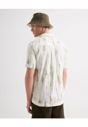 Camisa Resort Estampada Con Textura  Para Hombre Blanco Seven Seven